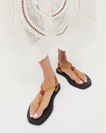 Mika Maroon/Yellow Sport Sandal
