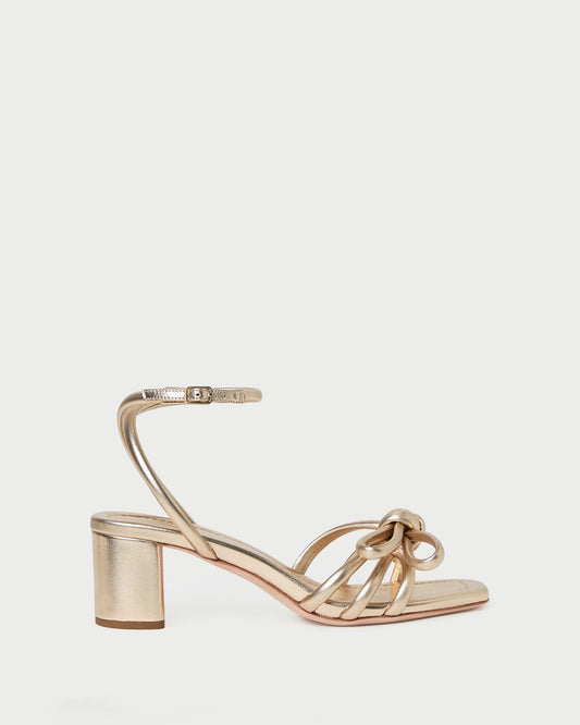 Mikel Champagne Bow Mid-Heel Sandal