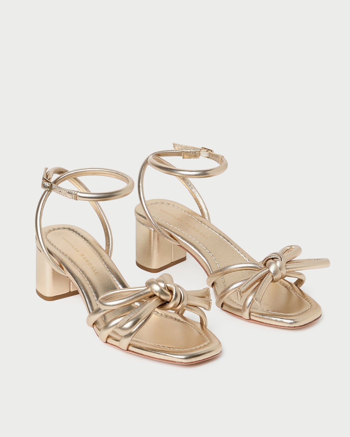 Mikel Champagne Bow Mid-Heel Sandal