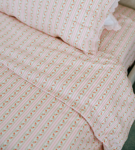 The Sheet Set - Pink Floral Dot Stripe