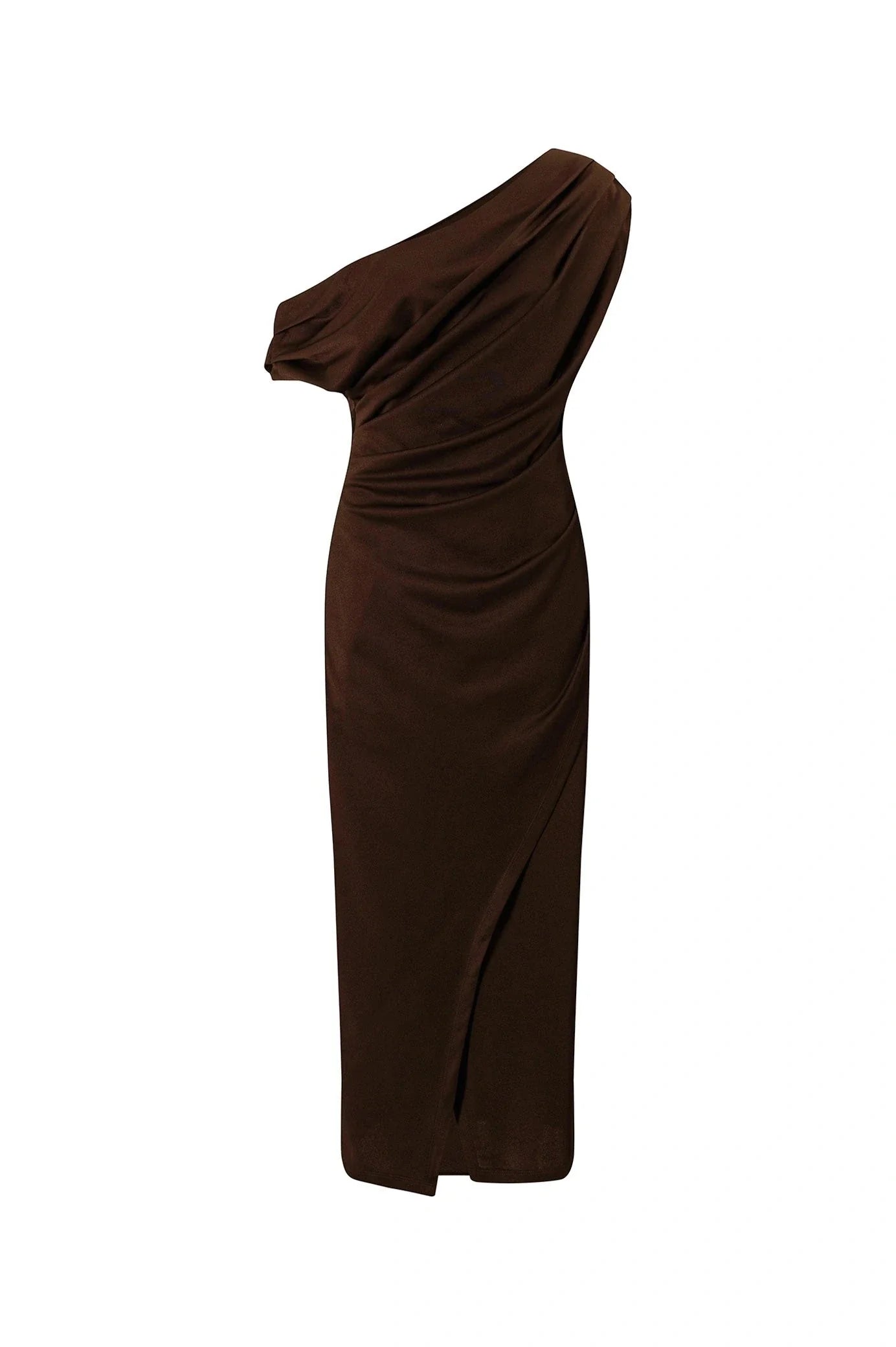 Roslyn Off Shoulder Midi Dress Chocolate Brown - Pre Order