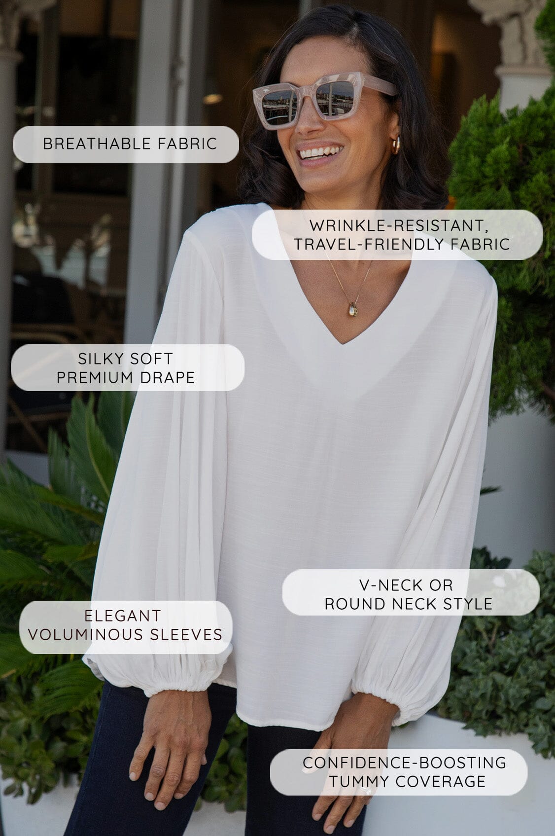 Sophia V-Neck Long Sleeve Top Rust