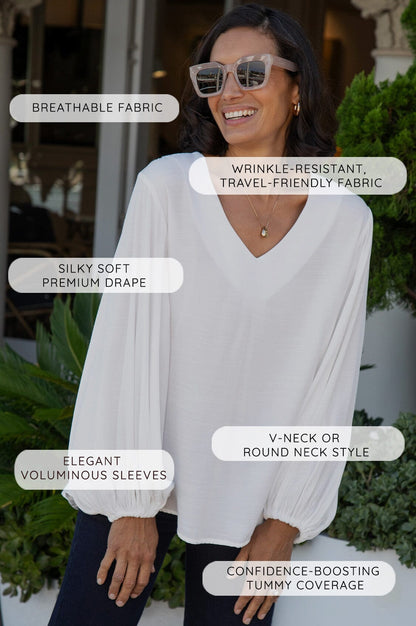 Sophia V-Neck Long Sleeve Top Rust