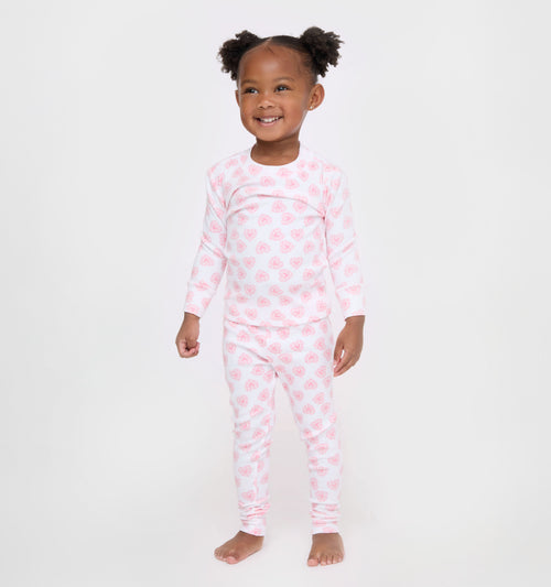 The Tiny Sully PJ Set - Pink Doily Heart