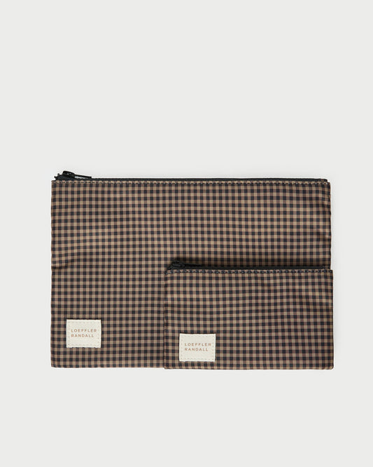 Tracy Brown/Black Check Pouch Set