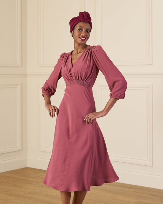 1940s Vera Tea Dress - Plum